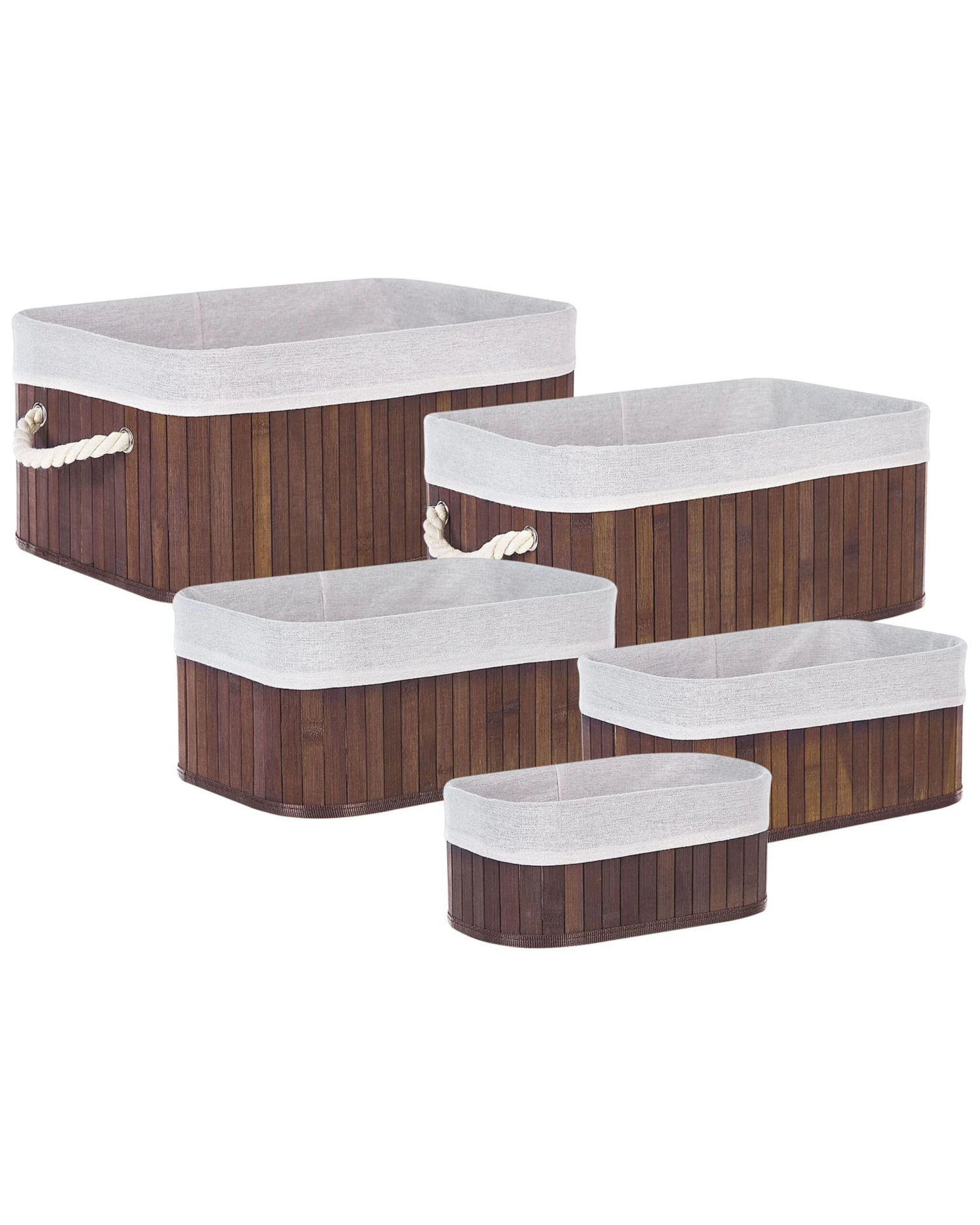 Set Of 5 Bamboo Baskets Dark Wood TALPE 3 Set Of 5 Bamboo Baskets Dark Wood TALPE