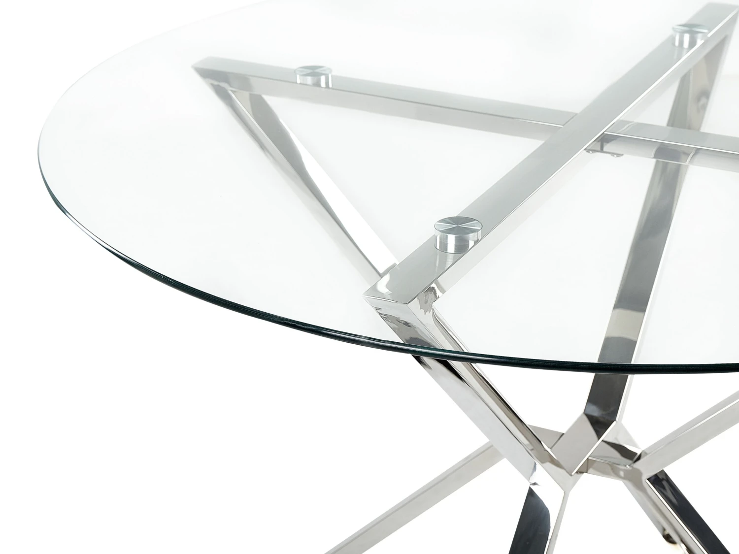 Glass Top Round Dining Table ⌀ 105 Cm Silver BOSCO - Image 3