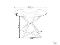 Glass Top Round Dining Table ⌀ 105 Cm Silver BOSCO -Cheap Furniture Store undef src sa picid 850597 type whitesh image