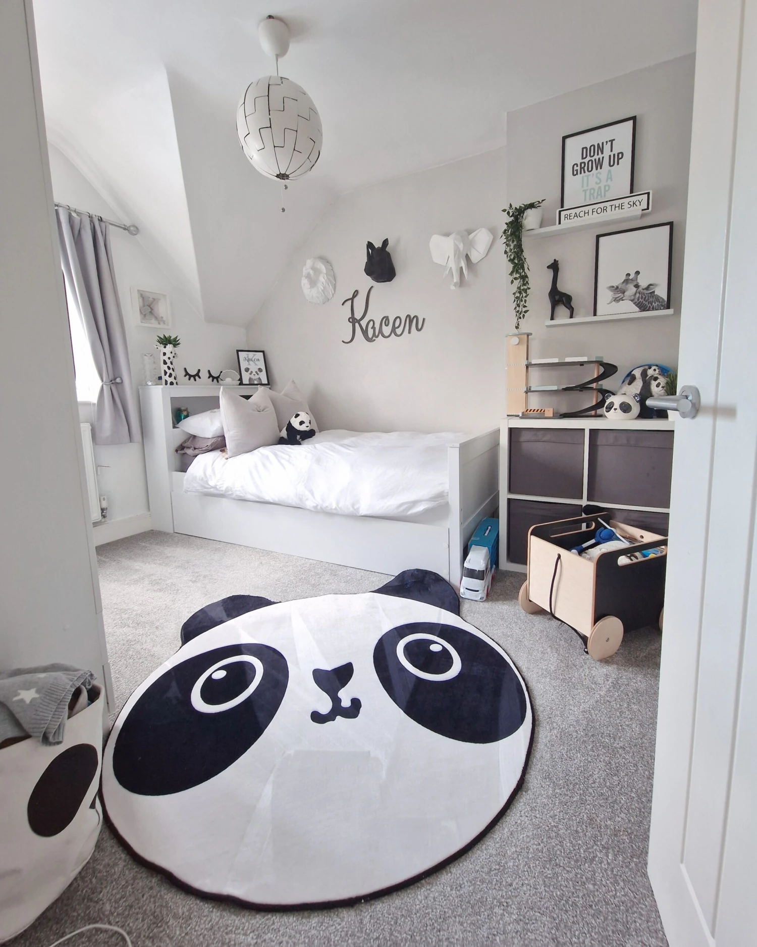 Kids Rug ⌀ 120 Cm White And Black PANDA - Image 3