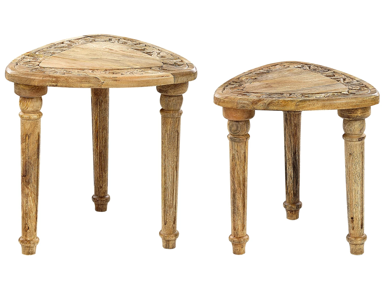 Set Of 2 Mango Wood Side Tables Light SAORA 3 Set Of 2 Mango Wood Side Tables Light SAORA