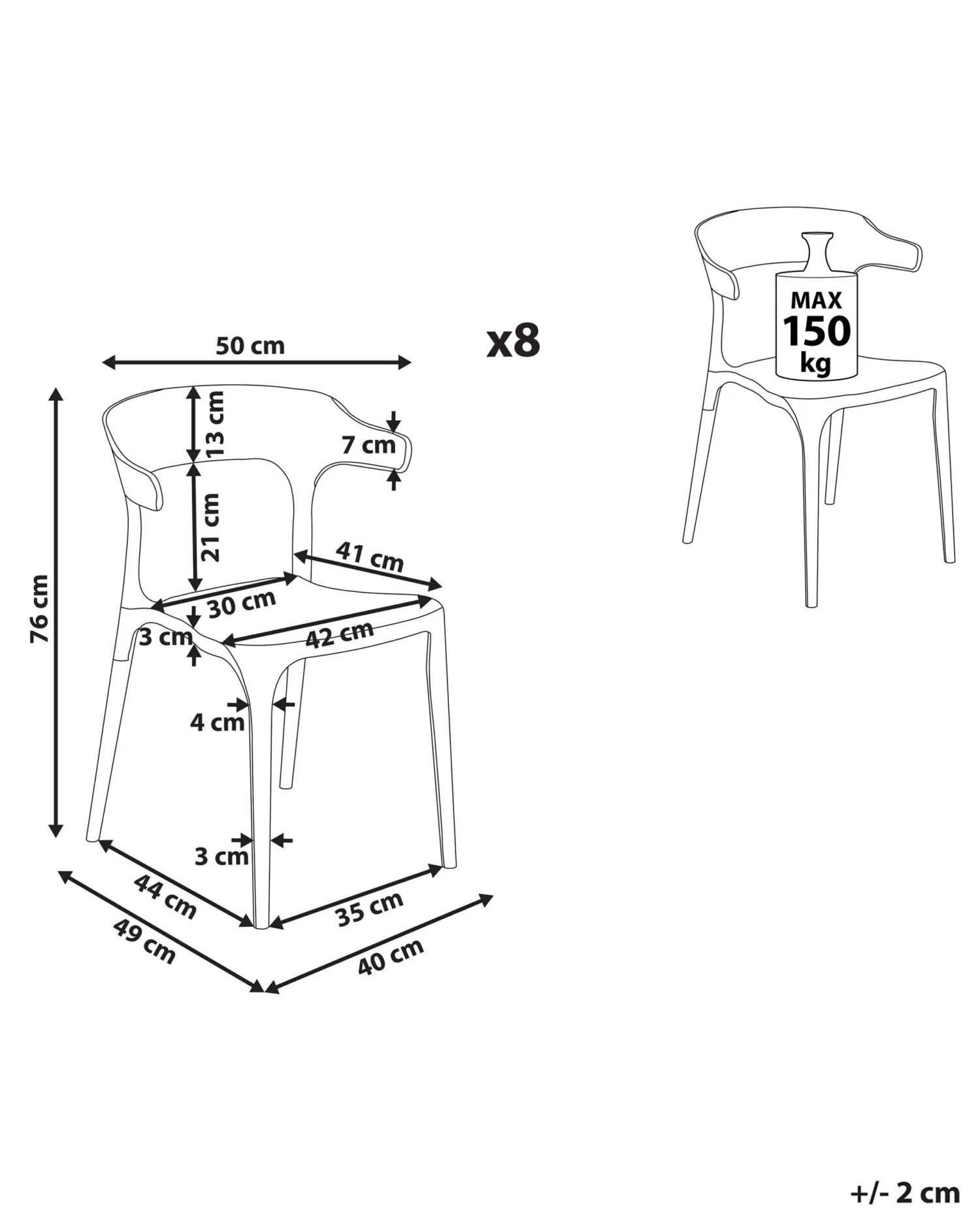 Set Of 8 Dining Chairs White GUBBIO - Image 8